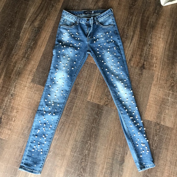 crystal embellished jeans